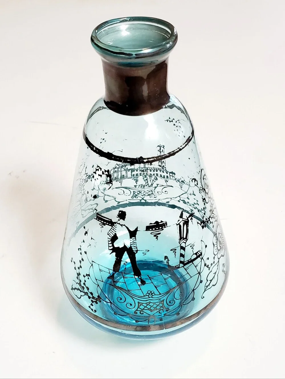 Vintage Venetian Blue Glass Decanter (Stopper Not Included)